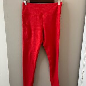 Bright Red Textured Leggings
